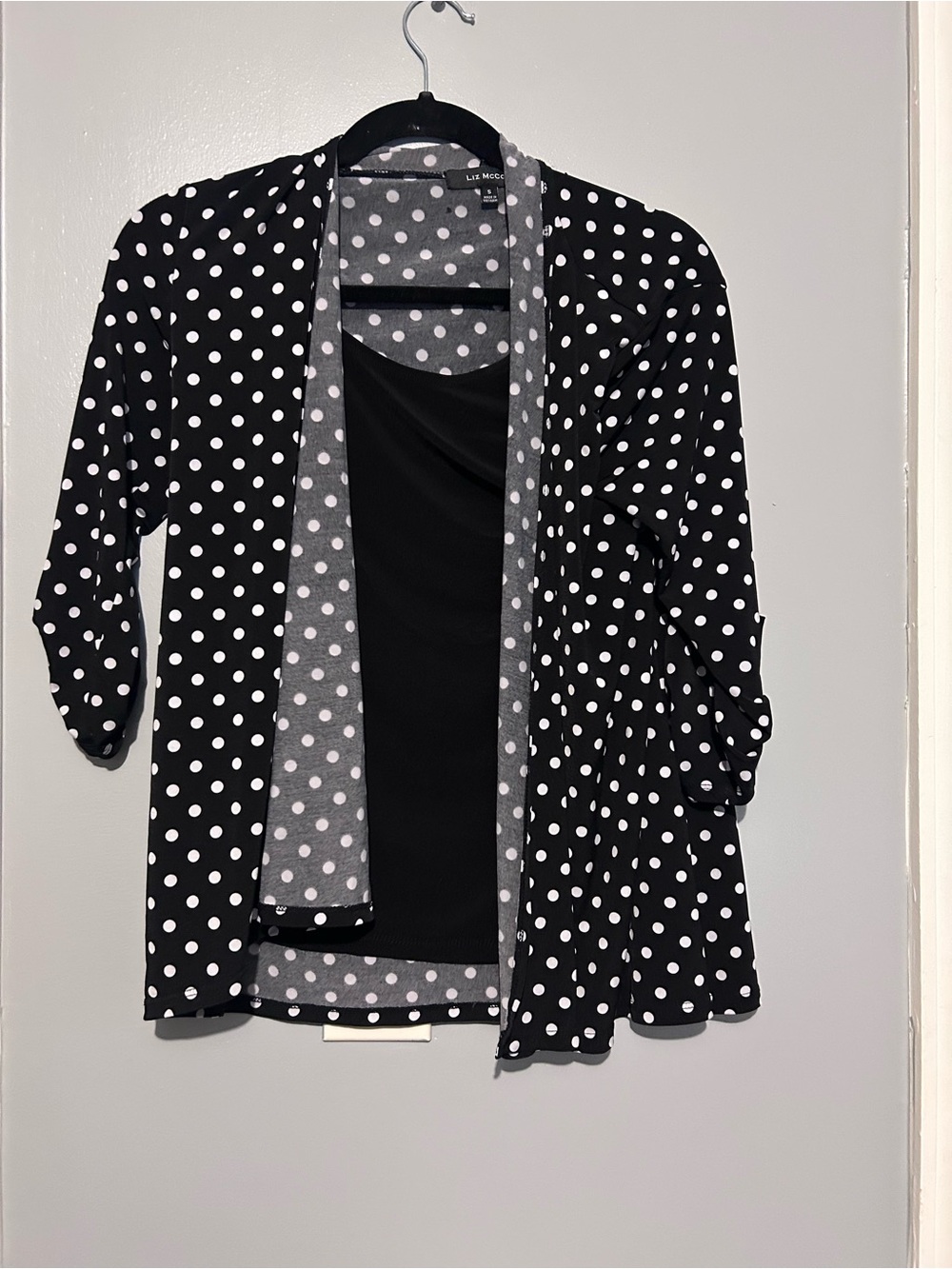& Other Stories Black and White Polka Dot Open Cardigan